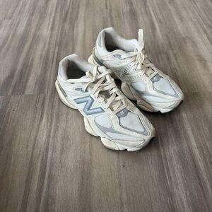 New Balance Cream and Gray Athletic Shoes